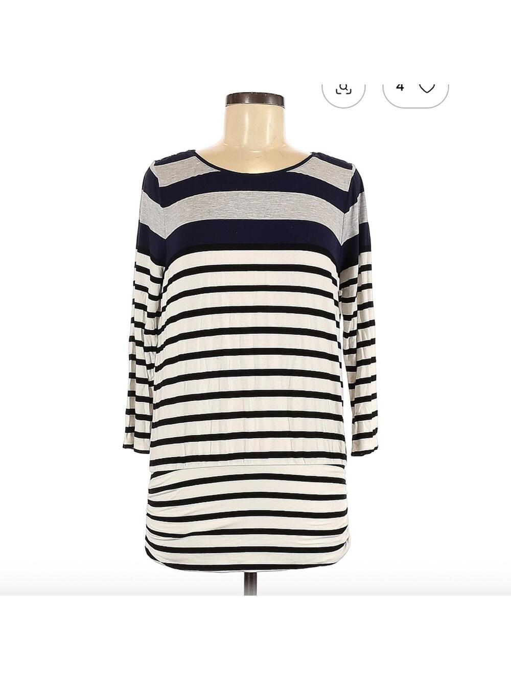 White House Black Market Striped Long Sleeve Top Size M